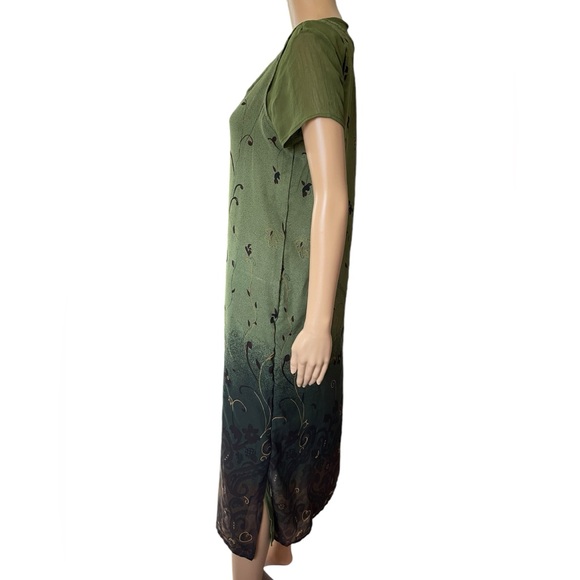 Erika Brooke Vintage 70s Earthy Hippie Witchy Floral Semi Opaque Midi Dress Set - Picture 4 of 6